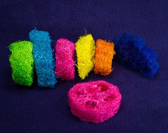 Colored Loofah Slices - Guinea Pig Hamster Bunny Rabbit Chinchilla Toy Loofa Chew Toy for Small Animals