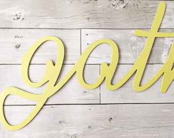 Gather Metal Sign - Metal Word Art - Metal Wall Sign - Inspire - Yellow Home Decor