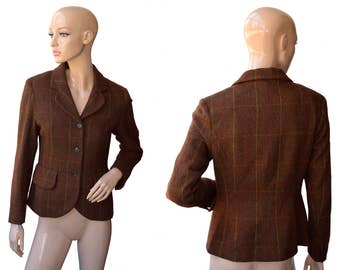 Vintage Scapa of Scotland women blazer brown checket