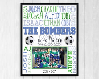 SOCCER COACHES GIFT ~ Printable Soccer ~ Custom Soccer Gift ~ Boys Soccer ~ End of Year Soccer Gift ~ Soccer Team Photo ~ Soccer Thank You