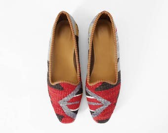 Handmade Kilim Shoes, Boho Shoes, Slipper Shoes, Moroccan Shoes, Leather Shoes, Ethnic Shoes, Ottoman Shoes, Espadrillas Shoes US10 / EU42