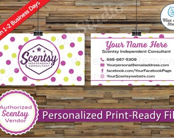 Scentsy Business Cards Authorized Scentsy Vendor Approved Printable Digital Printed Personalized Consultant Card Stars Purple SCN-BC105