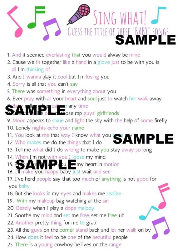 items similar to sing what baby shower game answer key on etsy