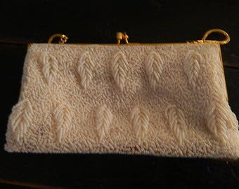 Vintage White Beaded Evening Bag