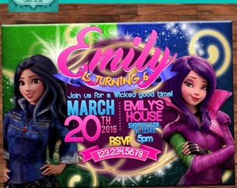 Descendants wicked world personalized digital invitation, descendants invitation, descendants party, descendants personalized,mal invitation