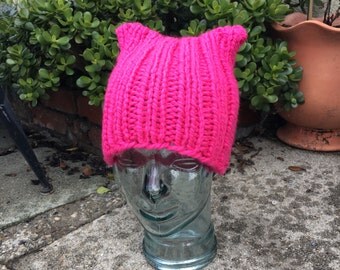 Pink Pussy Hat - PussyHat - Cat Hat - Chunky Beanie - PussyHat Project Beanie - PussyCat Hat - Cat Ear Hat - Cat Ear Beanie - Kitty Hat