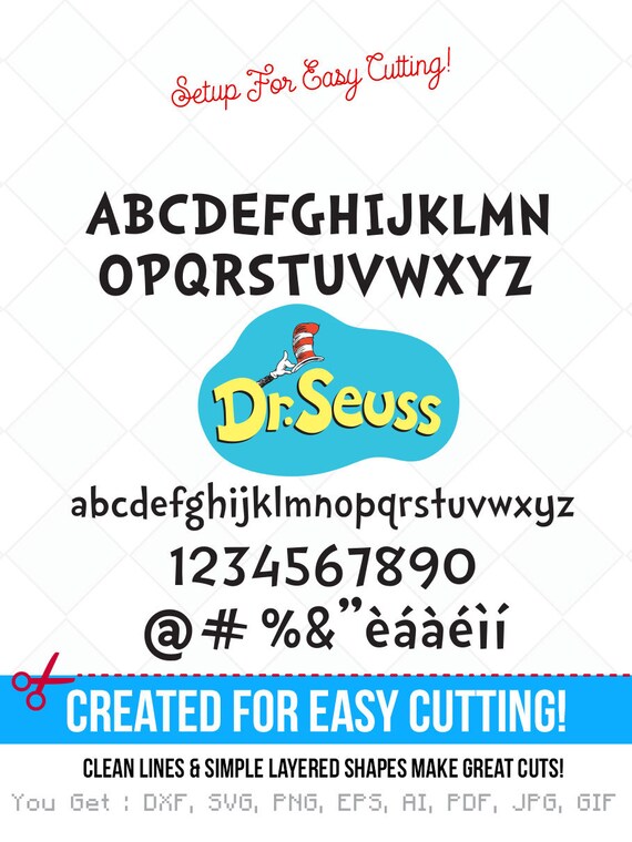Download Dr. Seuss inspired svg Dr. Seuss font alphabet cut files