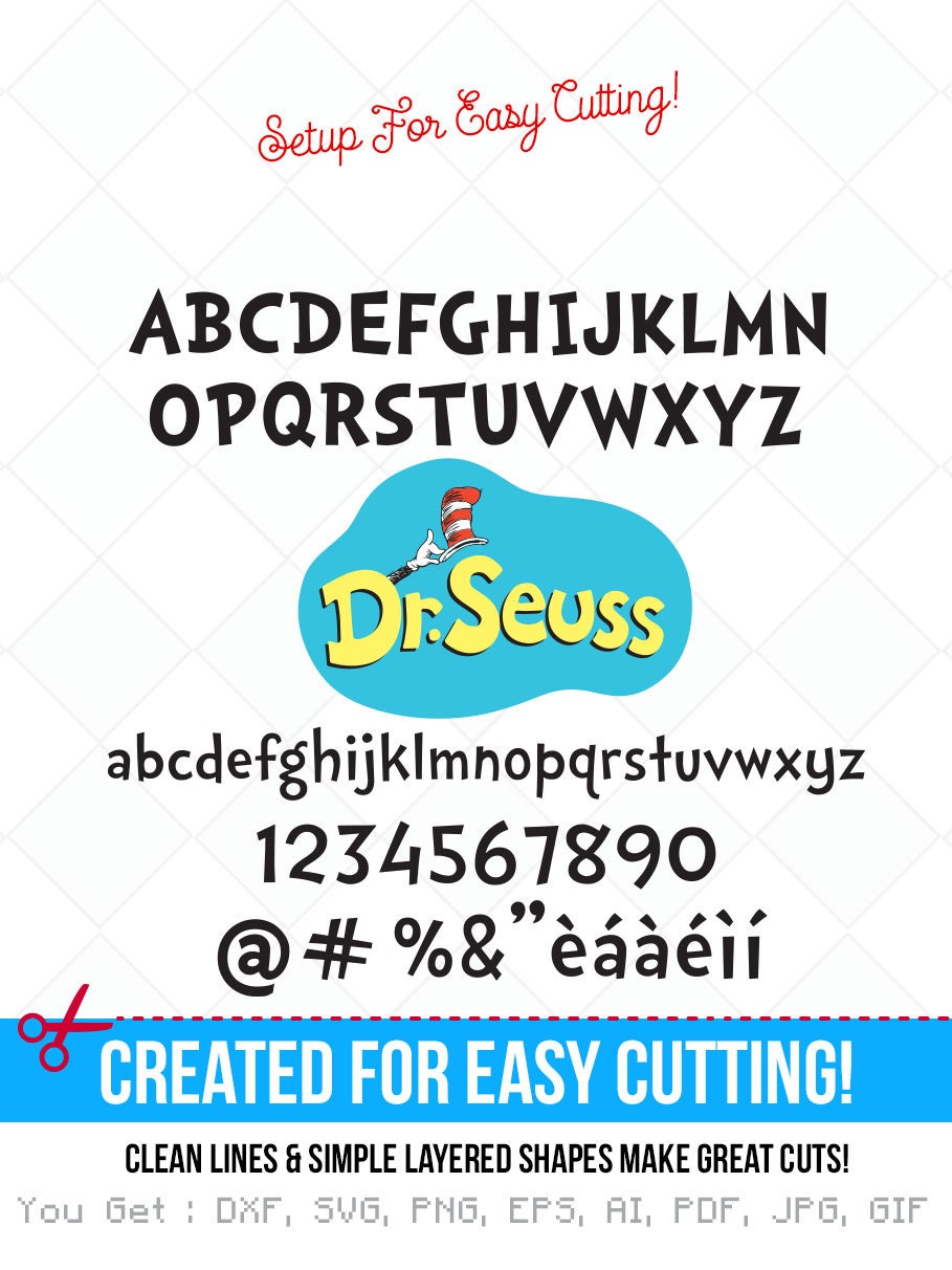 Dr. Seuss inspired svg Dr. Seuss font alphabet cut files