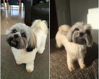 Custom Dog Portrait, Needle Felt MADE To ORDER soft Sculpture Dog, Hand Crafted Lhasa Apso Dog