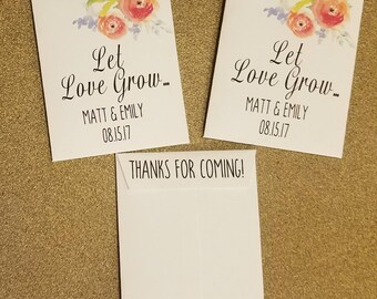 let love grow, wedding favors, seed packet favors,custom seed packets,let love grow seeds,personalized,custom,50 COUNT WITH SEEDS