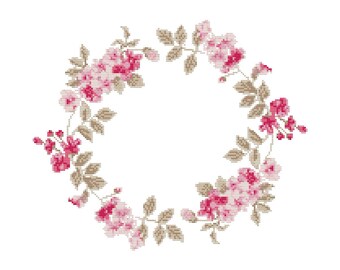 PDF cross stitch pattern, floral cross stitch, wreath cross stitch pattern, modern cross stitch, embroidery pattern, diy embroidery