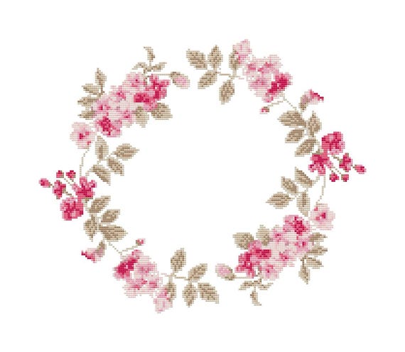 PDF cross stitch pattern floral cross stitch wreath cross