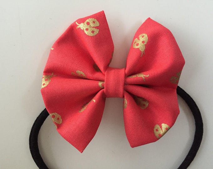 Red Ladybug fabric hair bow or bow tie