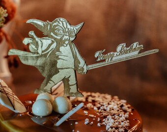 Happy Birthday Cake Topper Custom Cake Topper Star Wars Cake Topper Yoda Cake Topper Happy Birthday Topper Cake Topper Birthday Cake Topper