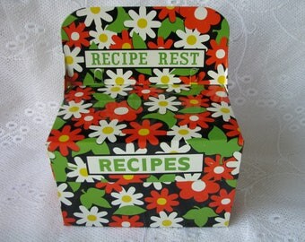 Recipe box Metal box Metal File Box Retro Recipe Box Recipe Card Box Recipe Storage Kitchen Storage Retro Kitchen Houseware flower metal box
