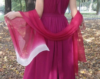 Red Stole, Chiffon Scarf, Red Scarf, Chiffon Stole, Women's Accessories, Lightweight Scarves, Stole Elegant.