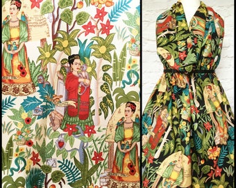 Frida Kahlo fabric - Frida's Garden fabric - clothing cotton - Alexander Henry fabric - Frida Kahlo cotton - jungle print cotton