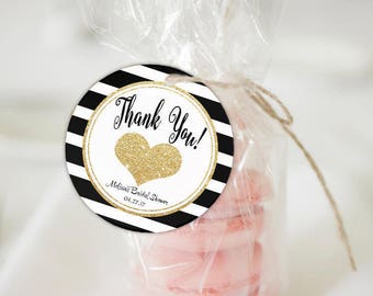 Kate Spade Inspired Favor Tag | Kate Spade Bridal Shower | Kate Spade Baby Shower | Black And Gold Favor | Wedding Favor Tag