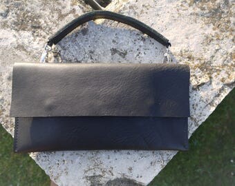 Leather black handbag, minimalist crossbody bag, simple leather bag, black leather clutch, black cross body bag