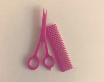 Laser cut acrylic scissors/comb set