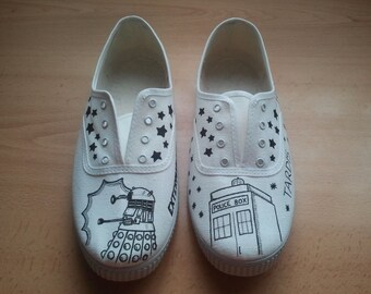 Doctor Who painted handmade slippers