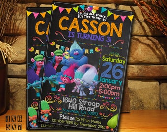 Trolls Invitation / Trolls Birthday / Trolls Party / Trolls Birthday Invitation / Trolls Party Invitation / Trolls Printable Invitation /