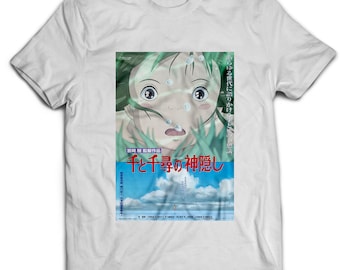 Studio Ghibli Spirited Away Japanese Poster Anime Unisex T-Shirt White Cotton