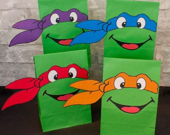 Teenage Mutant Ninja Turtles Party Favor Favor Bags Printables -- DIGITAL -- TMNT Bags in 15 Colors!