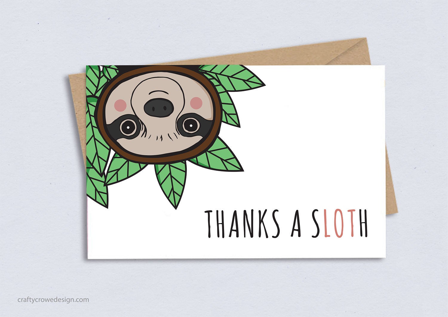 Thank You Card Sloth Thanks Funny Cute Pun