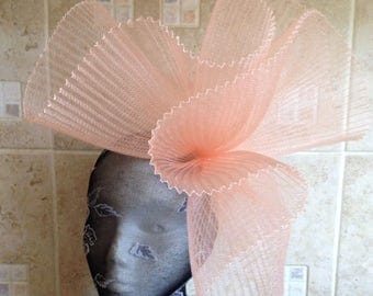 nude peach coral salmon colour headband fascinator millinery hat wedding ascot hair piece race