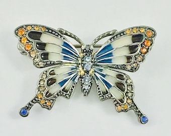 Sweet Monet Butterfly Pin / Brooch - Enamel and Rhinestone