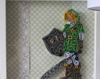Quilled Paper Art: Zelda - Handmade Artwork -Paper Wall art- Decor - Wall decor - Man cave - Father's Day - Quilled Art - Nintendo - Link