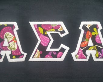 Licensed "Alpha Sigma Alpha" T-Shirt with Double Fabric Letters (White & VB Print)