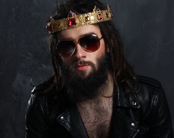 Mens king crown, Gold King Crown Mens Imperial Medieval Gold Rhinestone King Crown, Crown Jared Leto Mens Imperial Medieval Gold Rhinestone