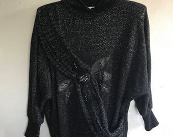 Vintage 80's Jumper with Leather Motif Size Small