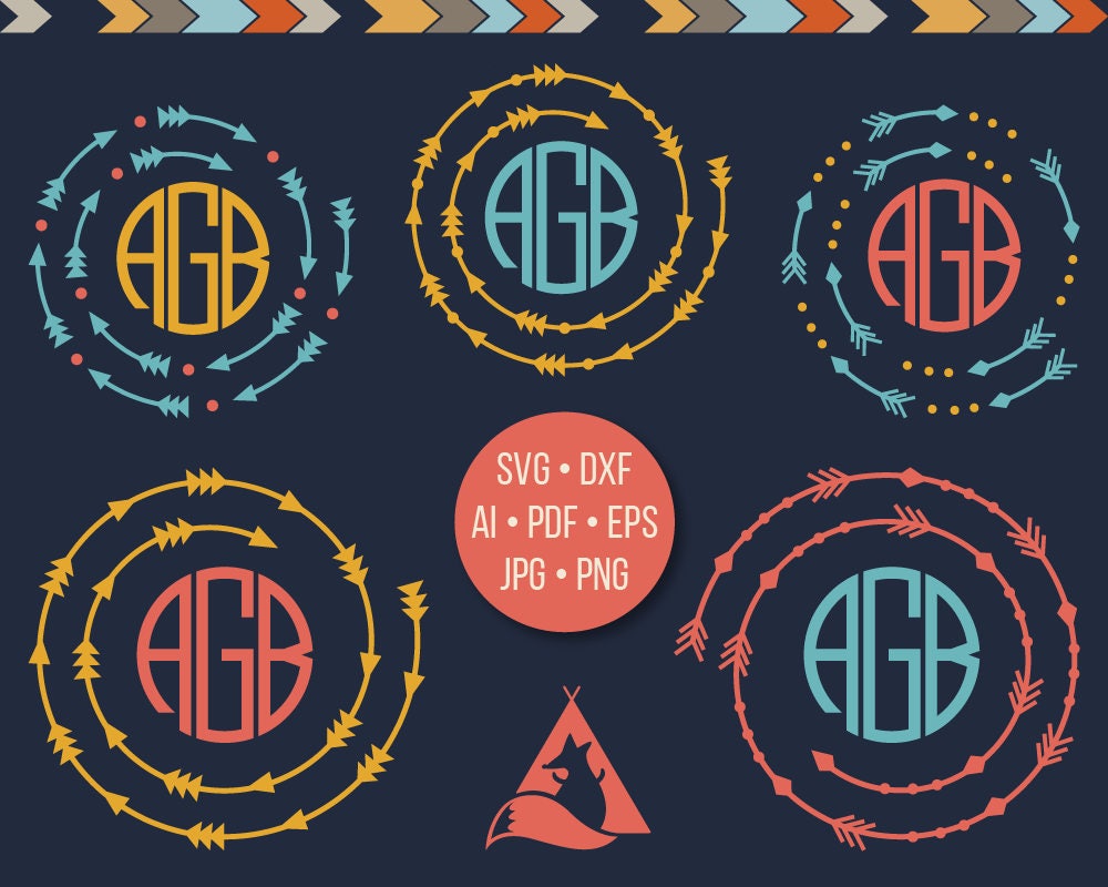 Download Circle Arrow Monogram Svg Circular Arrow Monogram Frames Svg