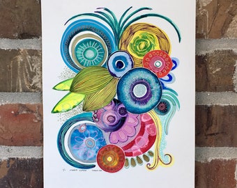 Abstract Watercolor/Mixed Media Painting