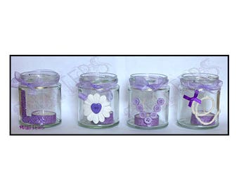 Glass Jar Tea Light holder "Love"