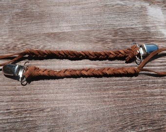 Brown Leather Pacifier Clip