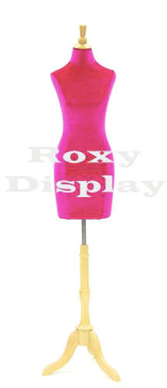 Pink Velvet Cover Female Dress Form With Maple Wooden Base