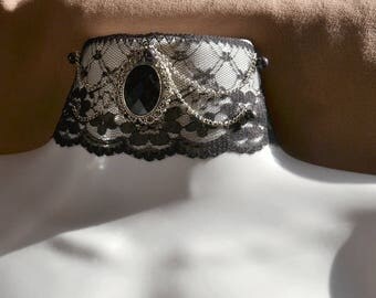 Black lace with black pendant