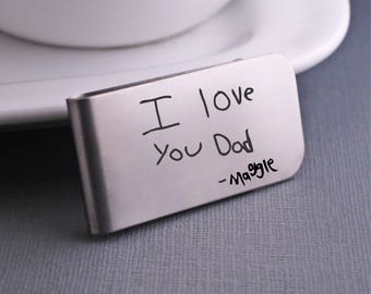 Custom Handwriting Money Clip, Christmas Gift, Personalized Gift for Him, Custom Handwriting Gift for Husband