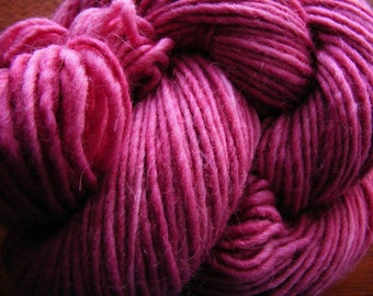 Handpainted Yarn Wool Mohair 155yards 3.25oz Worsted Weight Knitting Aspenmoonarts Hand Painted Mauve Pink C021 Felting