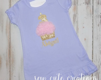 Cupcake Birthday Dress, Girl Birthday Dress, Chiffon cupcake Birthday Dress, First Birthday Dress, Pink Gold Dress, sew cute creations