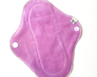 Organic Bamboo Velour Cloth Mentrual Pad - Pantyliner Thickness - Dusty Pink Dyed 8 inch FREE Shipping