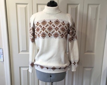 Vintage Jersild Winter Ski Sweater Nordic Apres Mock Turtleneck Sz L