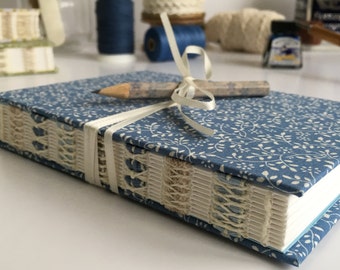 A6 Journal, Notebook, Diary, Sketchbook, Guest book, Handmade, Hand bound, Open spine