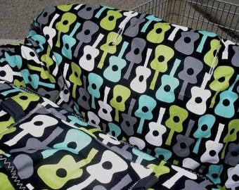 Shopping cart cover for boy or girl Boutique Shopping Cart Cover .....Groovy Guitars...Lagoon