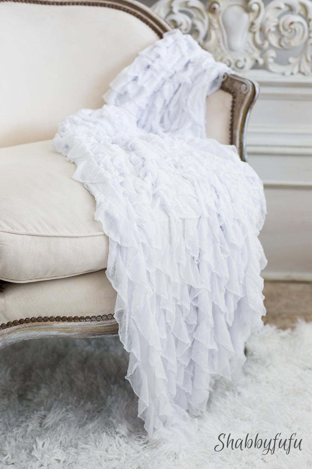 Soft Ruffled Throw Blanket Photography Prop. Beach