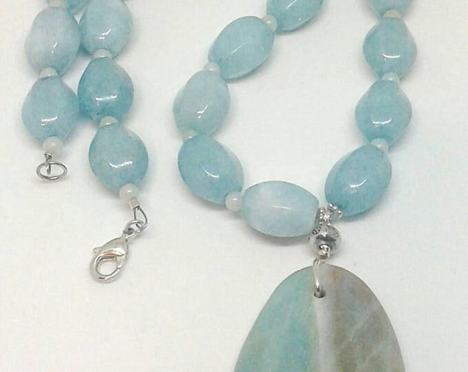Item # 201722 Amilyn, Amazonite Necklace and Earrings Set, 20 Inches Long, Handcrafted, Handmade, Gem Stone Jewelry